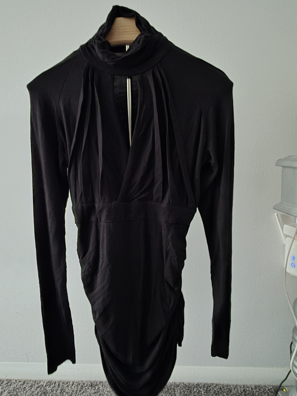 Vertigo Paris Black Draped Long-Sleeve Dress